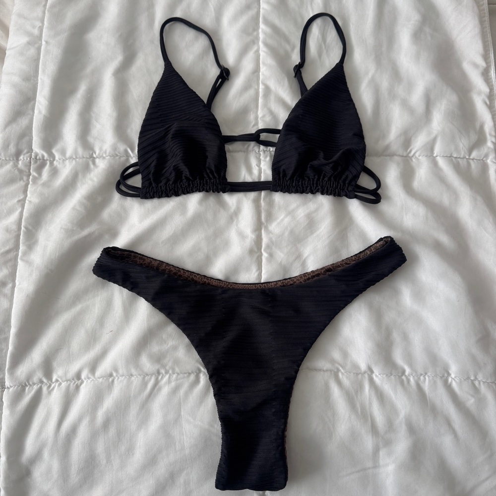 *SOLD* Acacia swimwear black dual ribbed bikini set